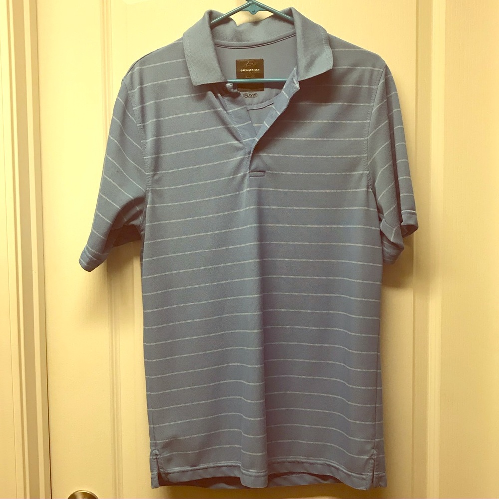 Greg Norman Blue/White Striped Polo